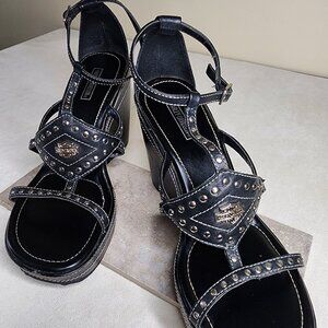 Harley Davidson Jessica Block Stud sandals womens black size 7.5M Price Reduced!
